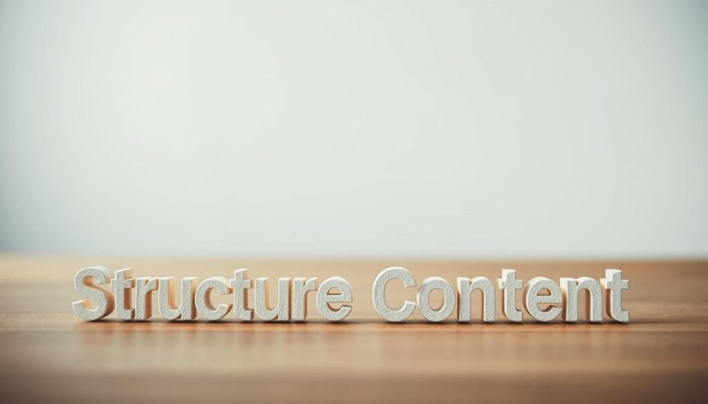 Structure content with clear heading tags, arranged in a clean and organized layout. The headings should have a bold, eye-catching design, with subtle lighting and depth of field to draw the viewer's attention. The background should be a simple, muted color palette that complements the headings, creating a professional and visually appealing composition. The overall scene should convey a sense of clarity, hierarchy, and relevance, reflecting the importance of structuring content with proper HTML tags for optimal search visibility.