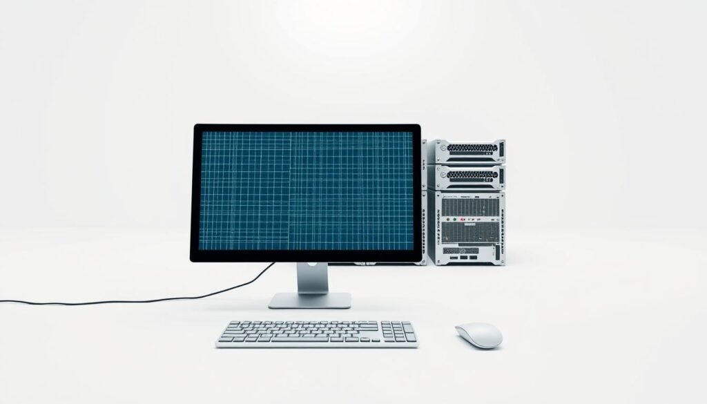 technical foundations, with a clean and minimalist design. A stark, white background sets the stage, creating a sense of focus and clarity. In the foreground, a sleek, modern computer monitor displays a grid-like pattern, symbolizing the underlying structure and organization of digital systems. Alongside it, a keyboard and mouse in neutral tones, suggesting the interactivity and functionality of these core components. In the middle ground, a neatly stacked array of servers or network equipment, their crisp, metallic casings conveying a sense of reliability and precision. Subtle lighting from above casts a soft glow, highlighting the clean lines and attention to detail. In the background, a subtle, geometric pattern or texture, perhaps inspired by circuit boards or data visualizations, adding a layer of technical depth and visual interest. The overall impression is one of efficiency, professionalism, and the solid foundations that enable digital success. technical foundations, with a clean and minimalist design. A stark, white background sets the stage, creating a sense of focus and clarity. In the foreground, a sleek, modern computer monitor displays a grid-like pattern, symbolizing the underlying structure and organization of digital systems. Alongside it, a keyboard and mouse in neutral tones, suggesting the interactivity and functionality of these core components. In the middle ground, a neatly stacked array of servers or network equipment, their crisp, metallic casings conveying a sense of reliability and precision. Subtle lighting from above casts a soft glow, highlighting the clean lines and attention to detail. In the background, a subtle, geometric pattern or texture, perhaps inspired by circuit boards or data visualizations, adding a layer of technical depth and visual interest. The overall impression is one of efficiency, professionalism, and the solid foundations that enable digital success.